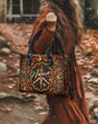 Custom Name Boho Peace Sign Personalized Leather Bag Gift for Women _5_ 9RmS5