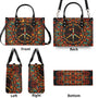 Custom Name Boho Peace Sign Personalized Leather Bag Gift for Women _7_ udHjB