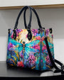 Custom Name Dragonfly and Wildflower Watercolor Floral Personalized Hippie Leather Bag _12_ wxwvX