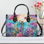 Custom Name Dragonfly and Wildflower Watercolor Floral Personalized Hippie Leather Bag _6_ BdO62