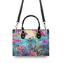 Custom Name Dragonfly and Wildflower Watercolor Floral Personalized Hippie Leather Bag _7_ sDdLC