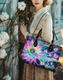 Custom Name Hippie Soul Psychedelic Butterfly and Sunflower Personalized Leather Bag _2_ 7c9cC