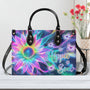 Custom Name Hippie Soul Psychedelic Butterfly and Sunflower Personalized Leather Bag _6_ C6MNa