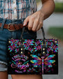 Custom Name I Believe There Are Angels Among Us Angel Dragonfly Personalized Leather Bag _1_ S9Nhq