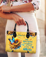 Custom Name Just Breathe Yellow Sunflower Butterfly Personalized Leather Bag _2_ 65GhD