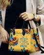 Custom Name Just Breathe Yellow Sunflower Butterfly Personalized Leather Bag _8_ vbEUr