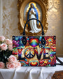 Custom Name Love Hippie Colorful Peace Sign and Hearts Personalized Leather Bag _3_ hd1nv