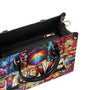 Custom Name Love Hippie Colorful Peace Sign and Hearts Personalized Leather Bag _7_ Dyzru