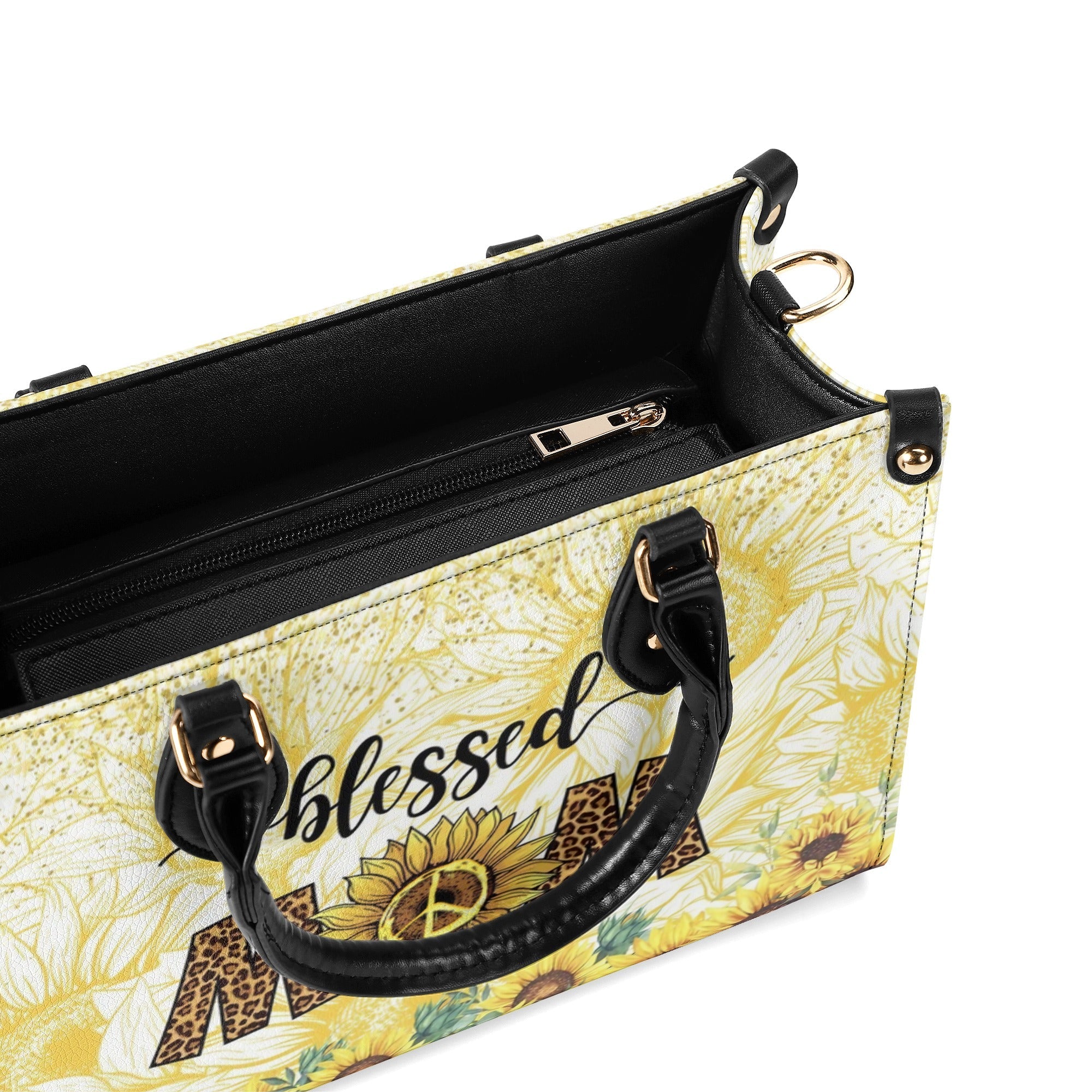 Custom Name Mom Sunflower Leopard Personalized Leather Bag Gift for Mom _4_ rHRaO