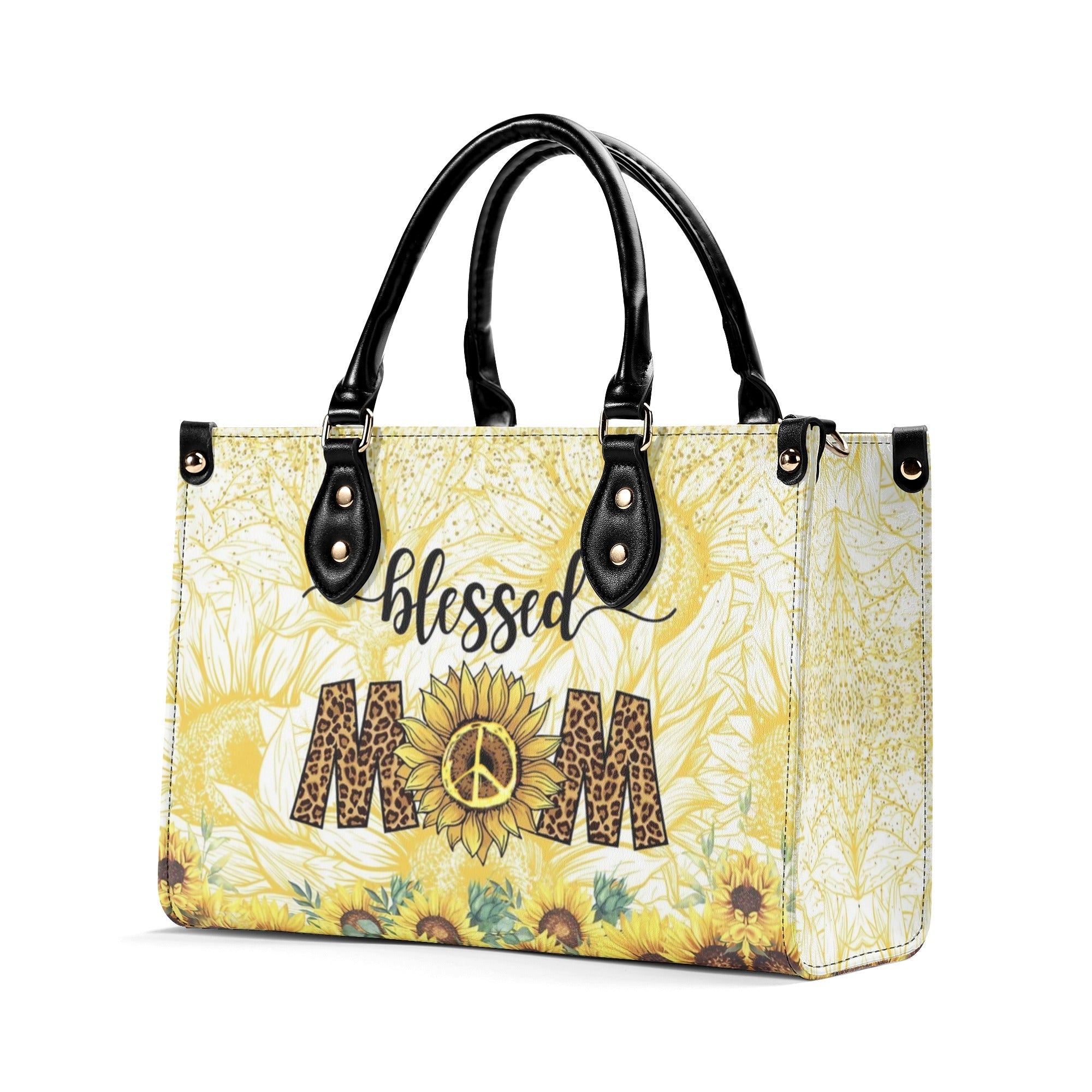 Custom Name Mom Sunflower Leopard Personalized Leather Bag Gift for Mom _8_ kcVWs
