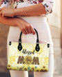 Custom Name Mom Sunflower Leopard Personalized Leather Bag Gift for Mom _9_ snxKr