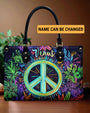Custom Name Neon Peace Sign Personalized Hippie Leather Bag _7_ RFafS