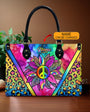 Custom Name Peace Flower Purse Tie Dye Colorful Leopard Hippie Leather Bag _1_ CjigR