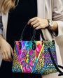 Custom Name Peace Flower Purse Tie Dye Colorful Leopard Hippie Leather Bag _6_ 3Nedo