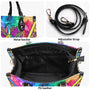 Custom Name Peace Flower Purse Tie Dye Colorful Leopard Hippie Leather Bag _8_ haLBJ