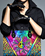 Custom Name Peace Flower Purse Tie Dye Colorful Leopard Hippie Leather Bag _9_ 4hCwn