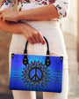 Custom Name Peace Sign Mandala Blue Psychedelic Hippie Leather Bag _10_ bO4zD