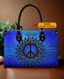 Custom Name Peace Sign Mandala Blue Psychedelic Hippie Leather Bag _11_ RyFtQ