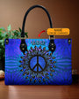 Custom Name Peace Sign Mandala Blue Psychedelic Hippie Leather Bag _1_ Vw3ne
