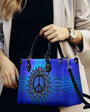Custom Name Peace Sign Mandala Blue Psychedelic Hippie Leather Bag _3_ 55Nxz