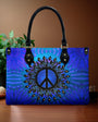 Custom Name Peace Sign Mandala Blue Psychedelic Hippie Leather Bag _5_ dDoPT