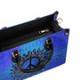 Custom Name Peace Sign Mandala Blue Psychedelic Hippie Leather Bag _6_ Puuvj