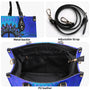 Custom Name Peace Sign Mandala Blue Psychedelic Hippie Leather Bag _7_ mF5Tk