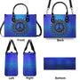 Custom Name Peace Sign Mandala Blue Psychedelic Hippie Leather Bag _9_ 7EYx2