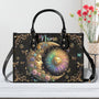 Custom Name Sun and Moon Peace Symbol Design Personalized Leather Bag _5_ ocplB