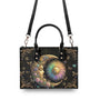Custom Name Sun and Moon Peace Symbol Design Personalized Leather Bag _6_ M86lD