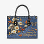 Custom Name You Belong Among the Wildflowers Daisy Butterfly Denim Effect Personalized Leather Bag _5_ 7dMMw