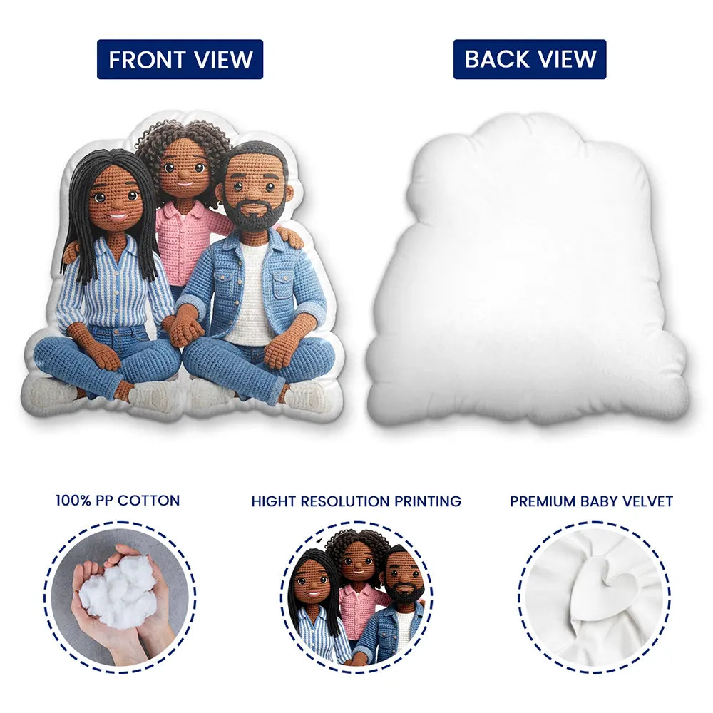 CustomPhotoCrochetDollEffectHappyFamily PersonalizedCustomShapedPillow TU537 DSR1552 MK4