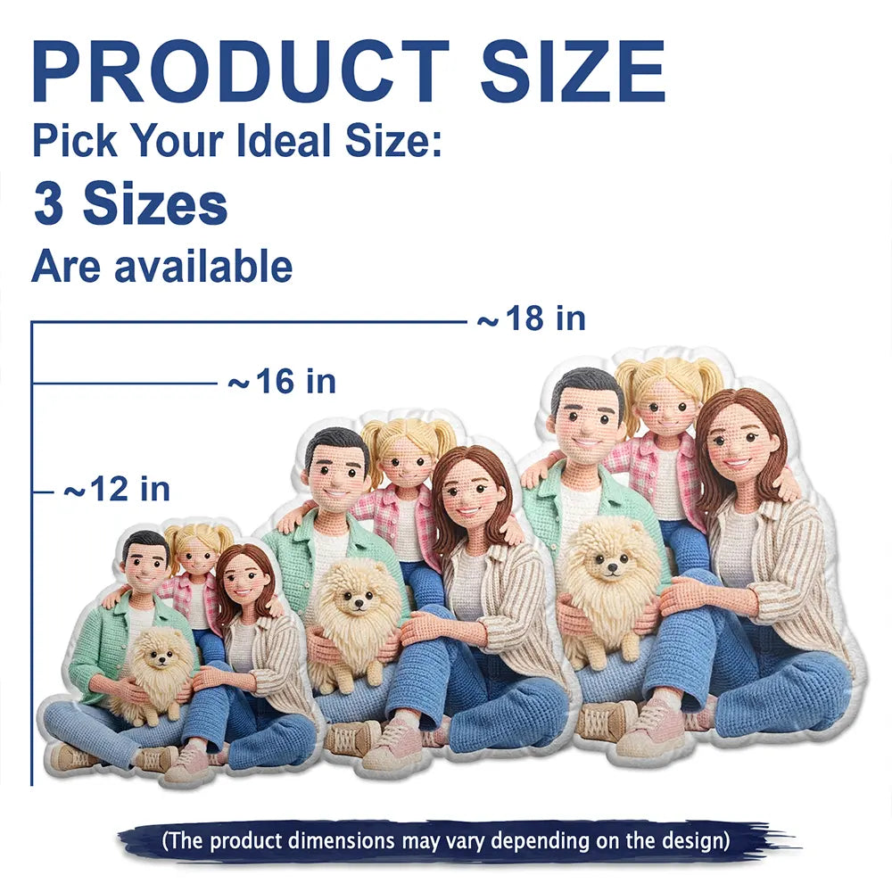 CustomPhotoCrochetDollEffectHappyFamily PersonalizedCustomShapedPillow TU537 DSR1552 MK6