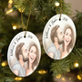 CustomPhotoVividWatercolorArtAnniversaryLovingCouple PersonalizedCircleCeramicOrnament MK2
