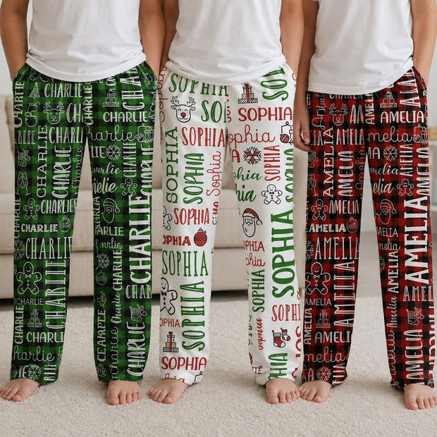 Custom Name Christmas Gifts For Family Members, Kids - Personalized Lounge Pants