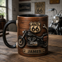 Custom_motorcycle_rider_mug_with_Route_66_sign_personalized_name_black_ceramic_accent_and_realistic_biker inspired_artwork
