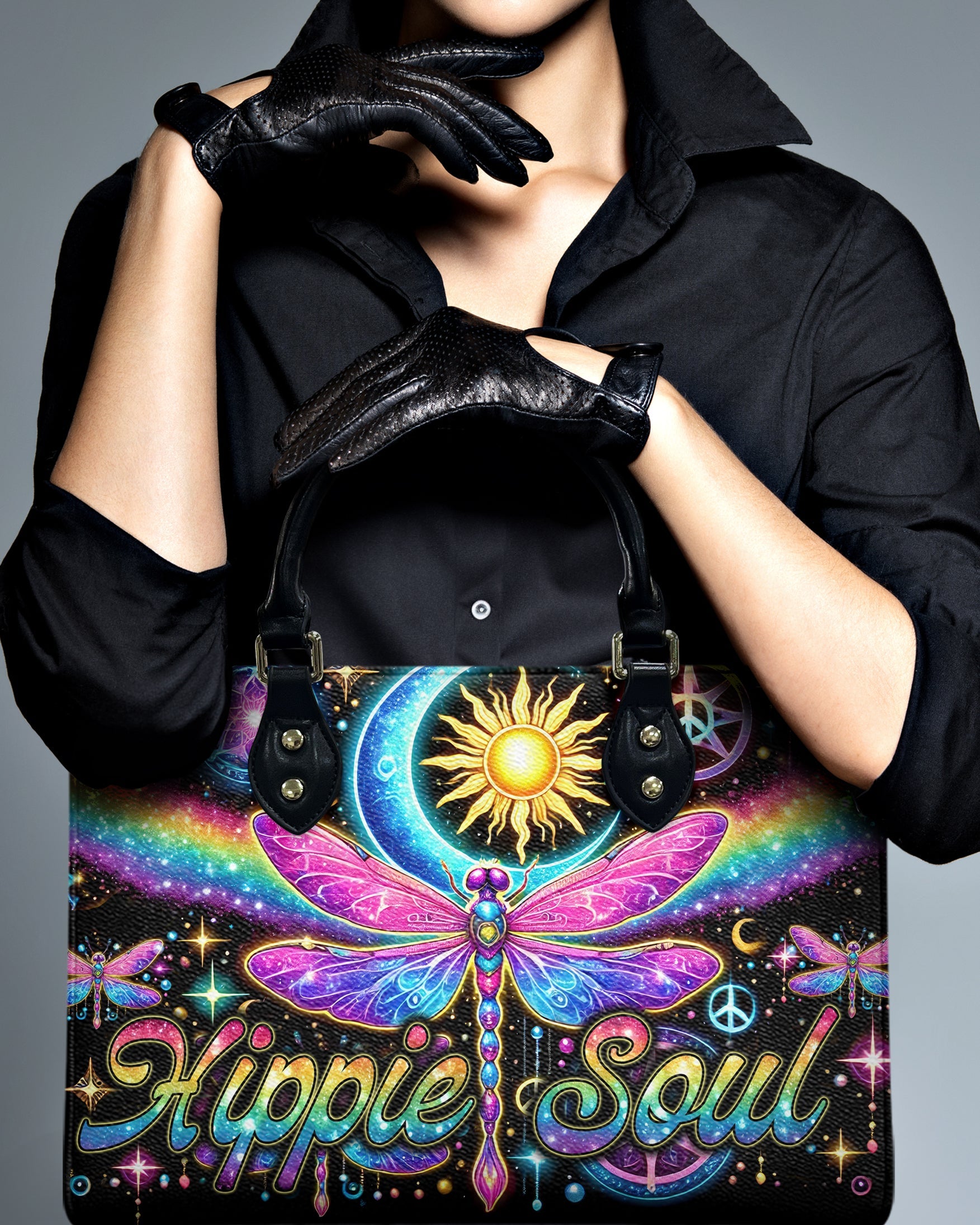 Custome Name Hippie Soul Celestial Dragonfly Personalized Leather Bag Gift for Women _2_ qYvFM
