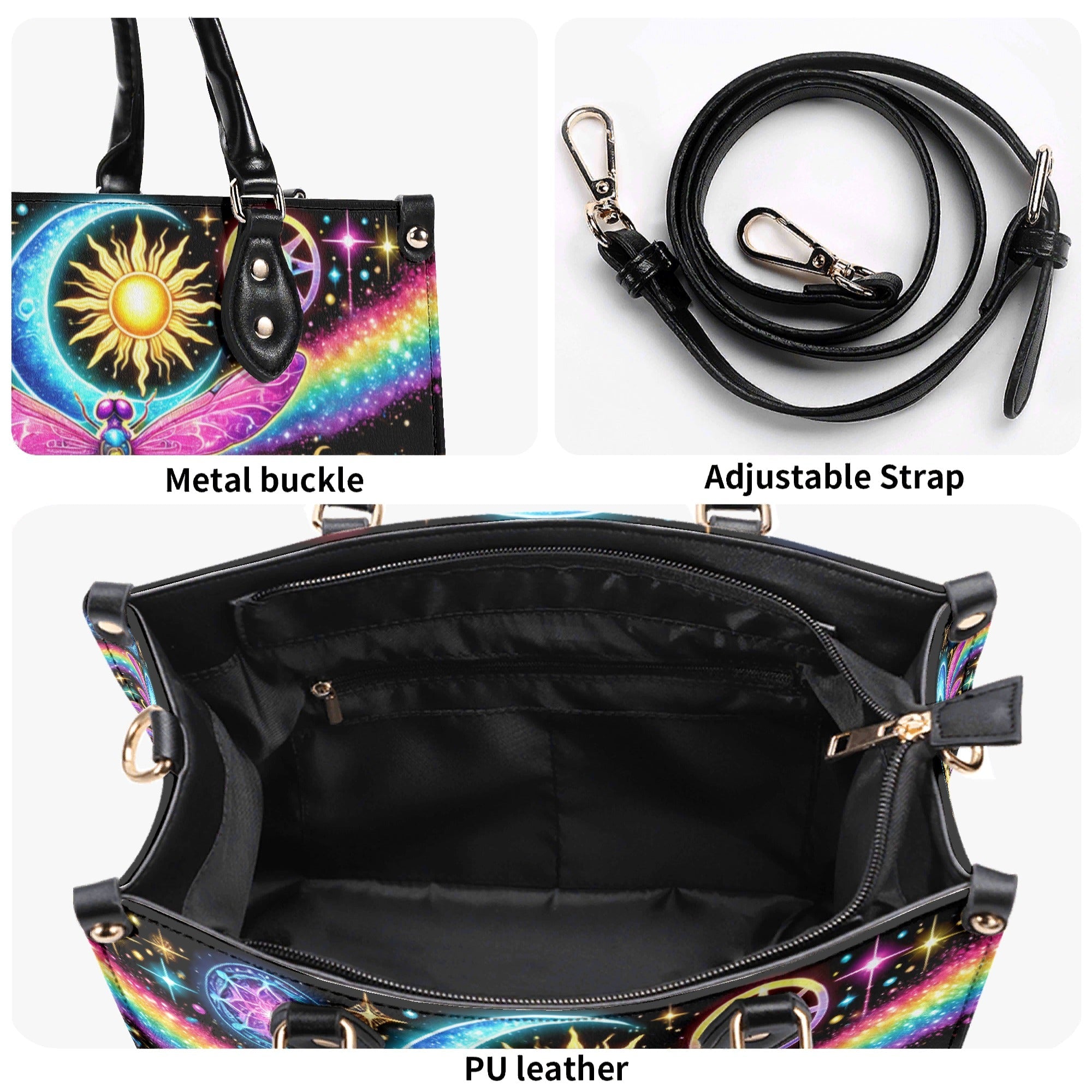 Custome Name Hippie Soul Celestial Dragonfly Personalized Leather Bag Gift for Women _6_ 0yxh2