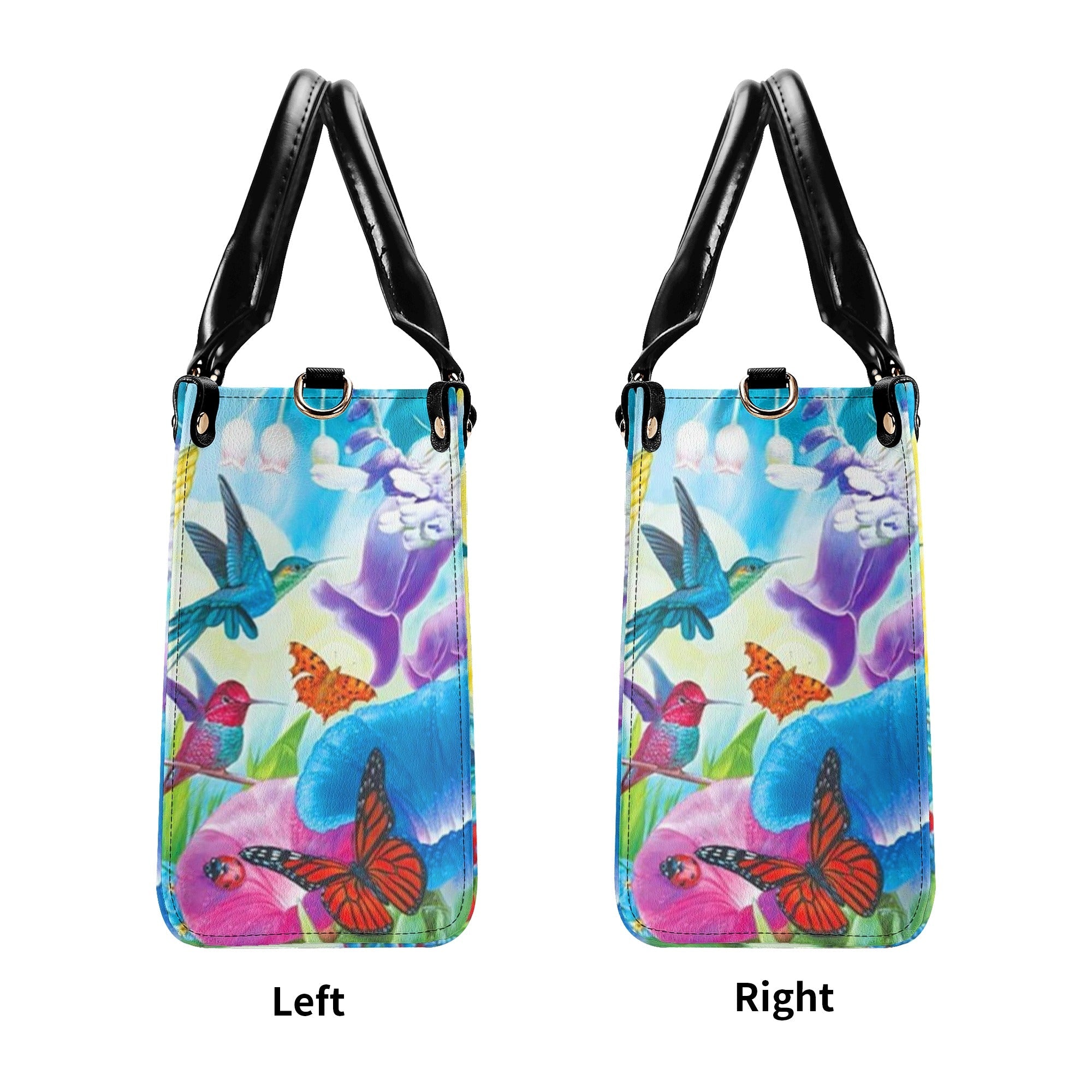 Custome Name Hummingbird Colorful Butterfly Floral Personalized Leather Bag Gift For Women _7_ ZzhYR