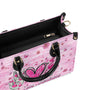 Custome Name Peace Love Flamingos Personalized Pink Leather Bag Gift for Women _10_ UWHXE