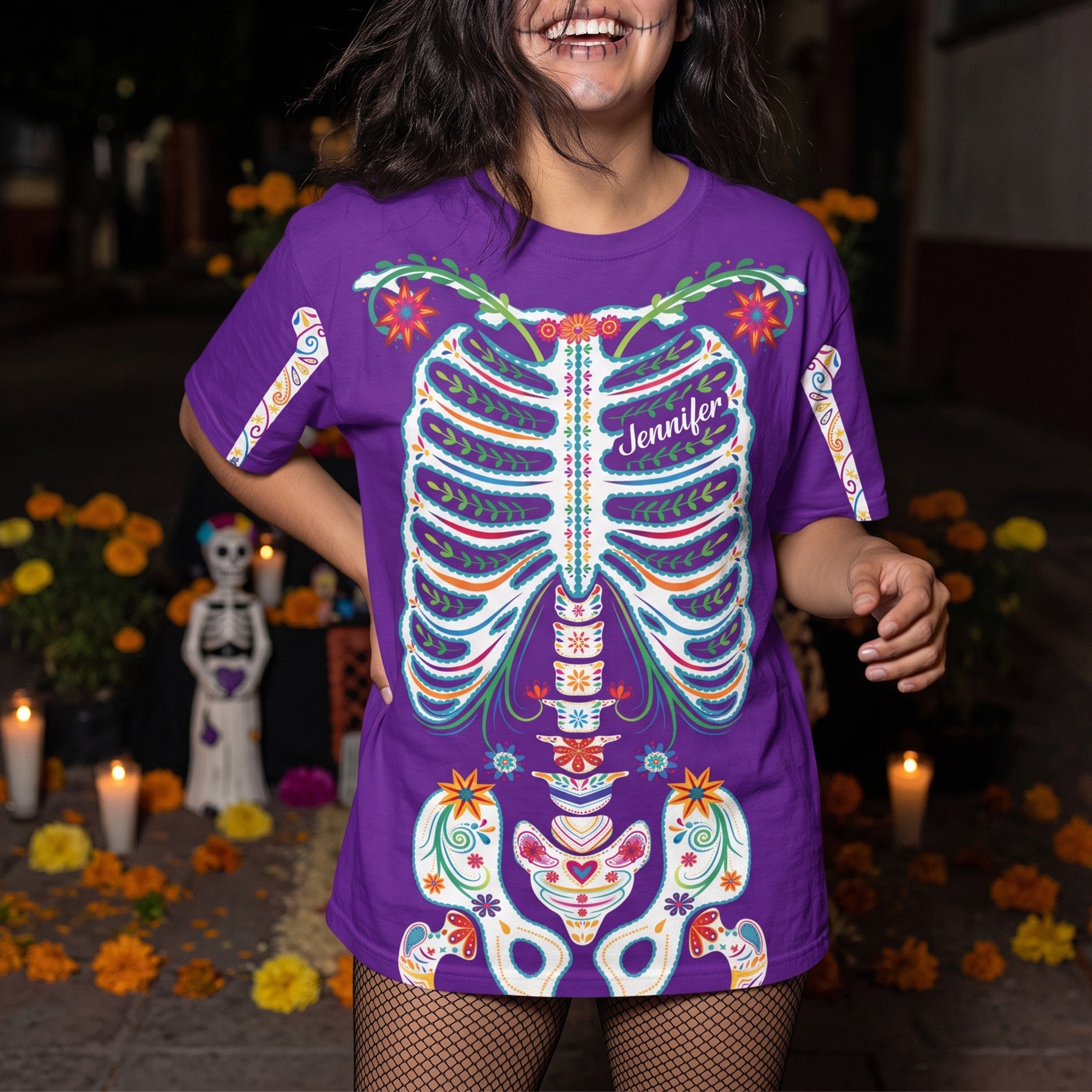 Day_Of_The_Dead_Sugar_Skeleton_Hispanic_Mexican_Latinos_Flowers_Personalized_Shirt_4