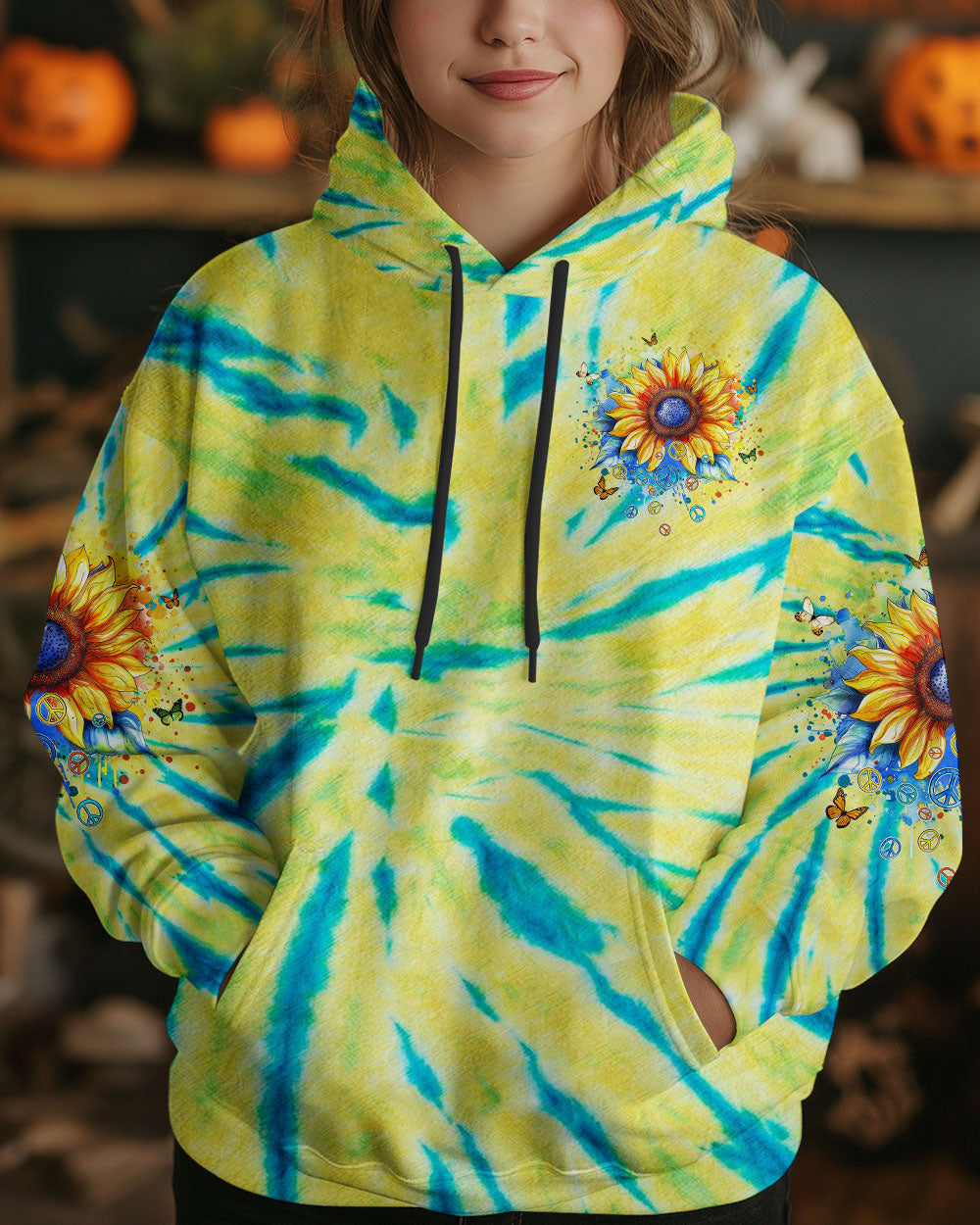 Desert Highway Cool Wind in My Hair Sunflower Peace Signs Tie Dye AOP Shirts _13_ oxNpr
