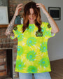Desert Highway Cool Wind in My Hair Tie Dye Green Car and Sunflower AOP Shirts _7_ GVImI