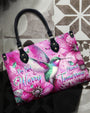 Do Not Worry About Tomorrow Hummingbird Pink Floral Hippie Leather Bag _11_ YzFTn