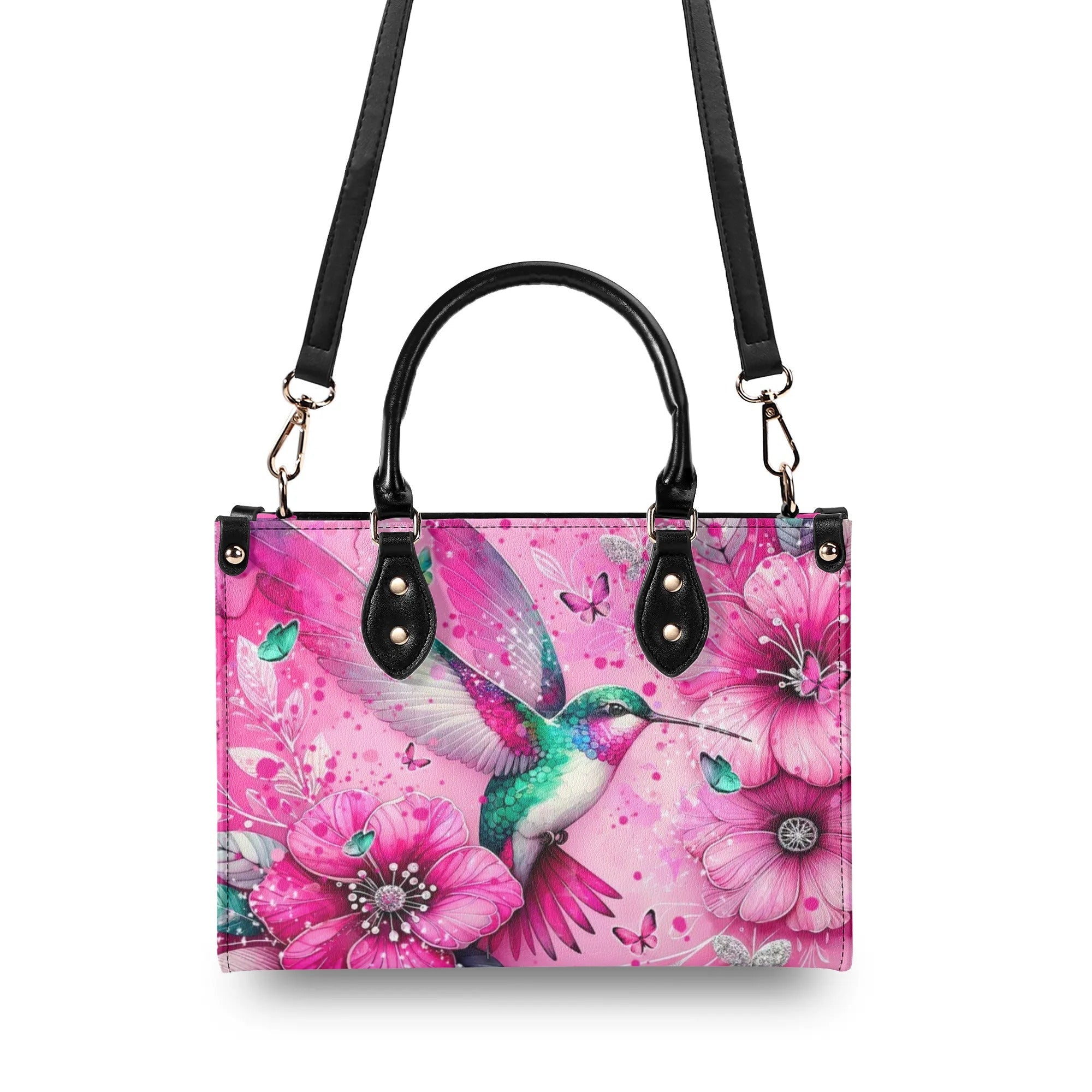 Do Not Worry About Tomorrow Hummingbird Pink Floral Hippie Leather Bag _5_ EuPmi