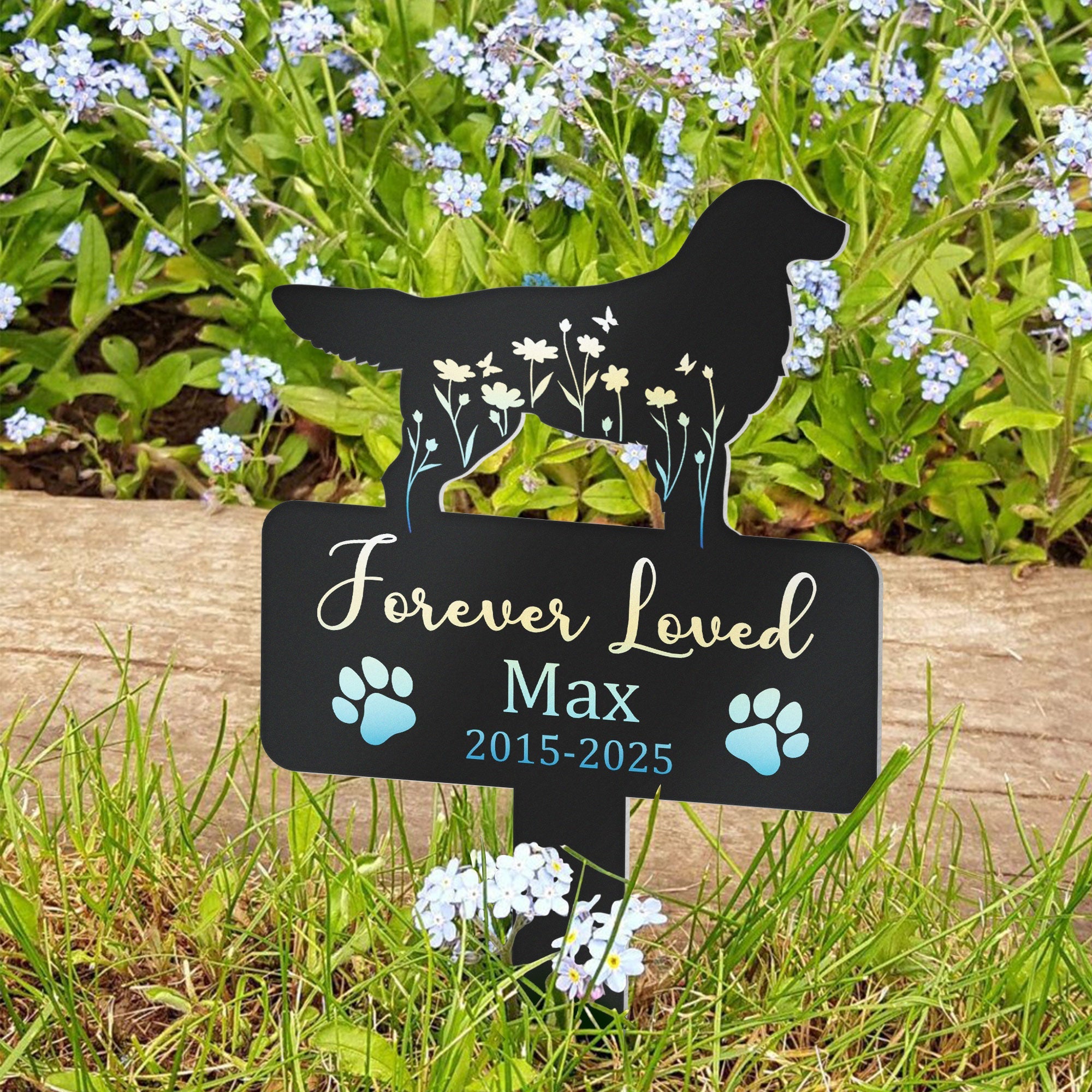 Dog Loss Forever Loved Personalized Metal Garden Stake_5