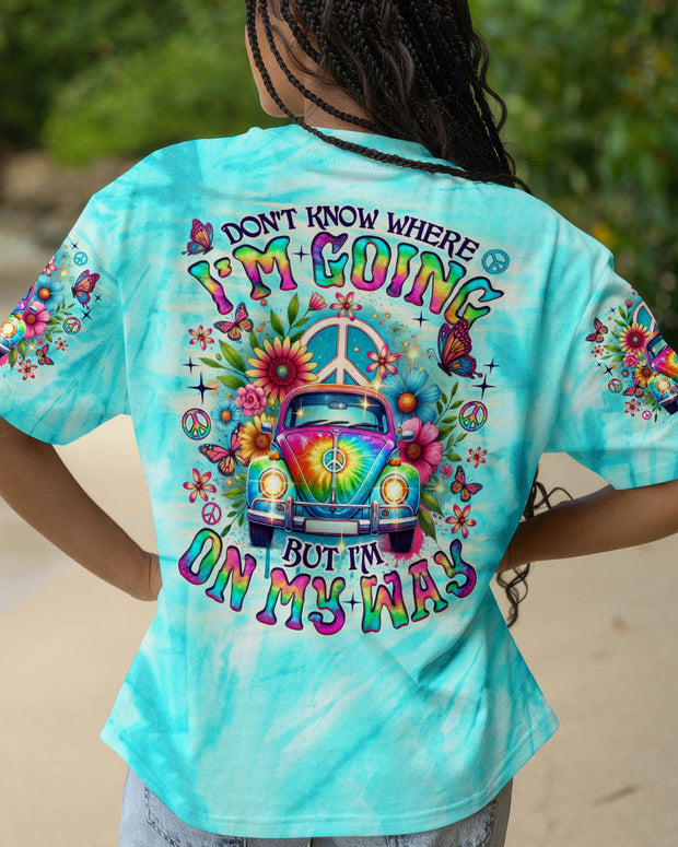 Don?t Know Where I?m Going Tie Dye Hippie - Peace Van Graphic - AOP Shirts