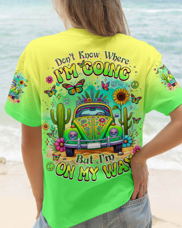 Don?t Know Where I'm Going HippieBut I'm Oh My Way - Tie Dye Retro Car - AOP Shirts