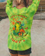 Don_E2_80_99t Worry Be Happy and Peaceful Frog Tie Dye Neon Green Design for Women AOP Shirts _10_ 7YcqZ