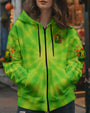 Don_E2_80_99t Worry Be Happy and Peaceful Frog Tie Dye Neon Green Design for Women AOP Shirts _11_ oynqp